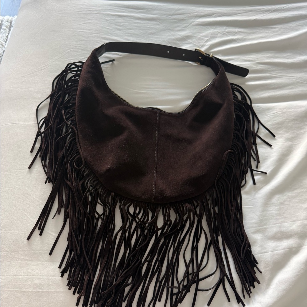 Madewell Dark Brown Fringe Hobo Bag